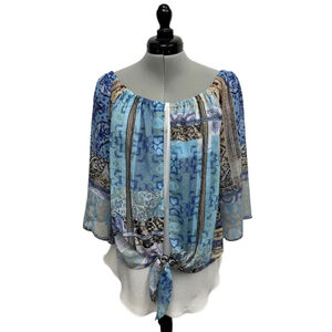 Joseph Ribkoff Sz 6 Double Layer Off Shoulder Blouse made in canada EUC